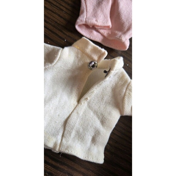 2 Vintage 1970s Barbie? Fashion Doll Shirt Tops 2pcs Pink And White Shirts Snaps - Picture 6 of 9